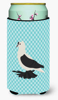 Saxon Fairy Swallow Pigeon Blue Check Tall Boy Hugger Can Cooler Sleeve Machine Washable Drink Collapsible Insulator Beverage Insulated Holder
