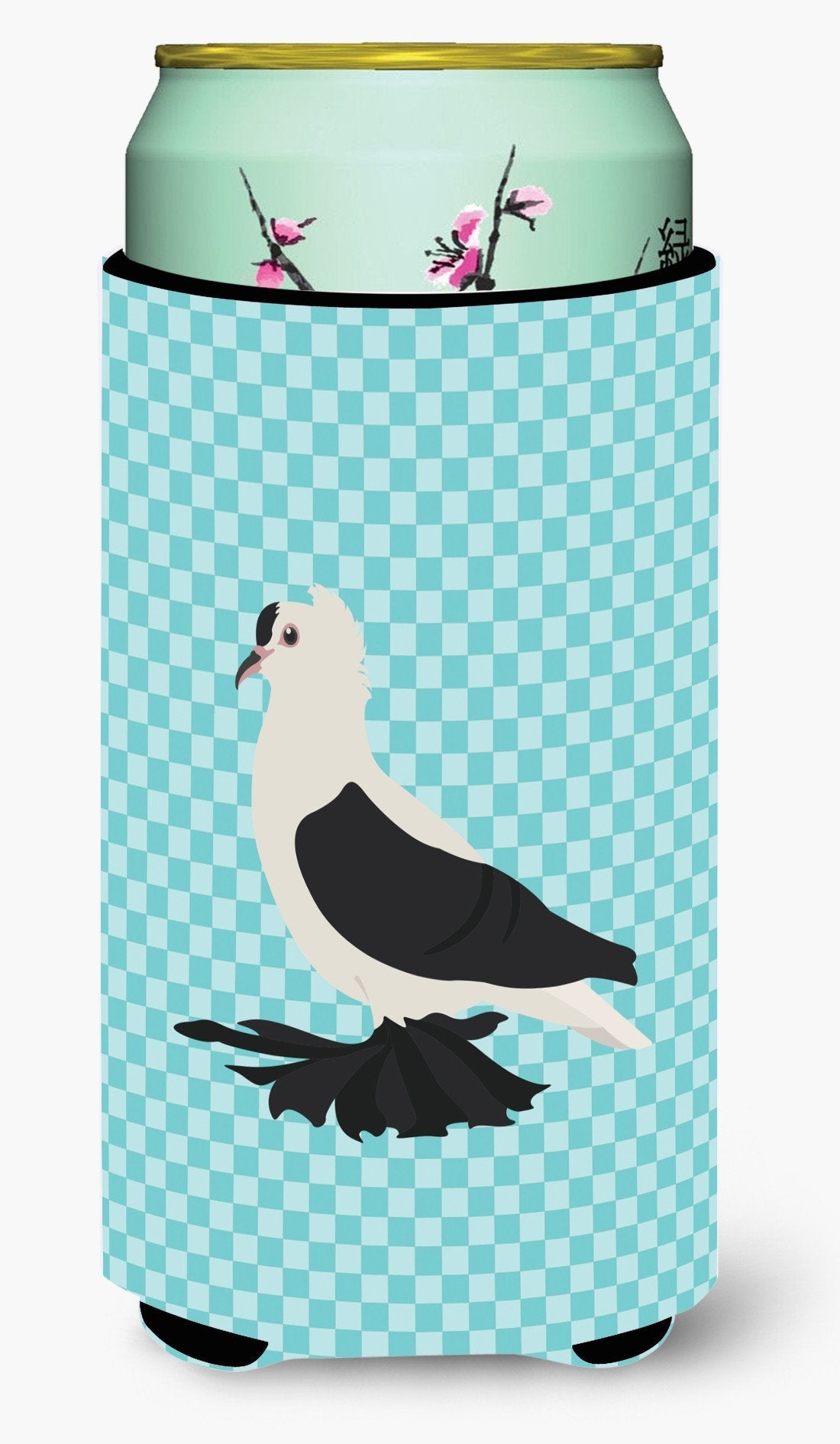 Saxon Fairy Swallow Pigeon Blue Check Tall Boy Hugger Can Cooler Sleeve Machine Washable Drink Collapsible Insulator Beverage Insulated Holder
