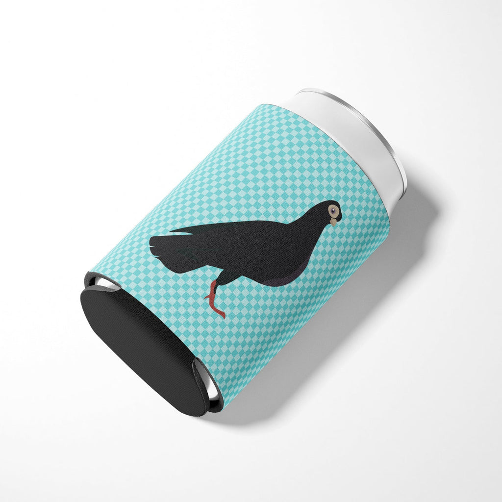 Budapest Highflyer Pigeon Blue Check Can or Bottle Hugger Cooler Sleeve for Standard 12 oz Cans, Insulated Foam Beer & Soda Can Hugger Reusable