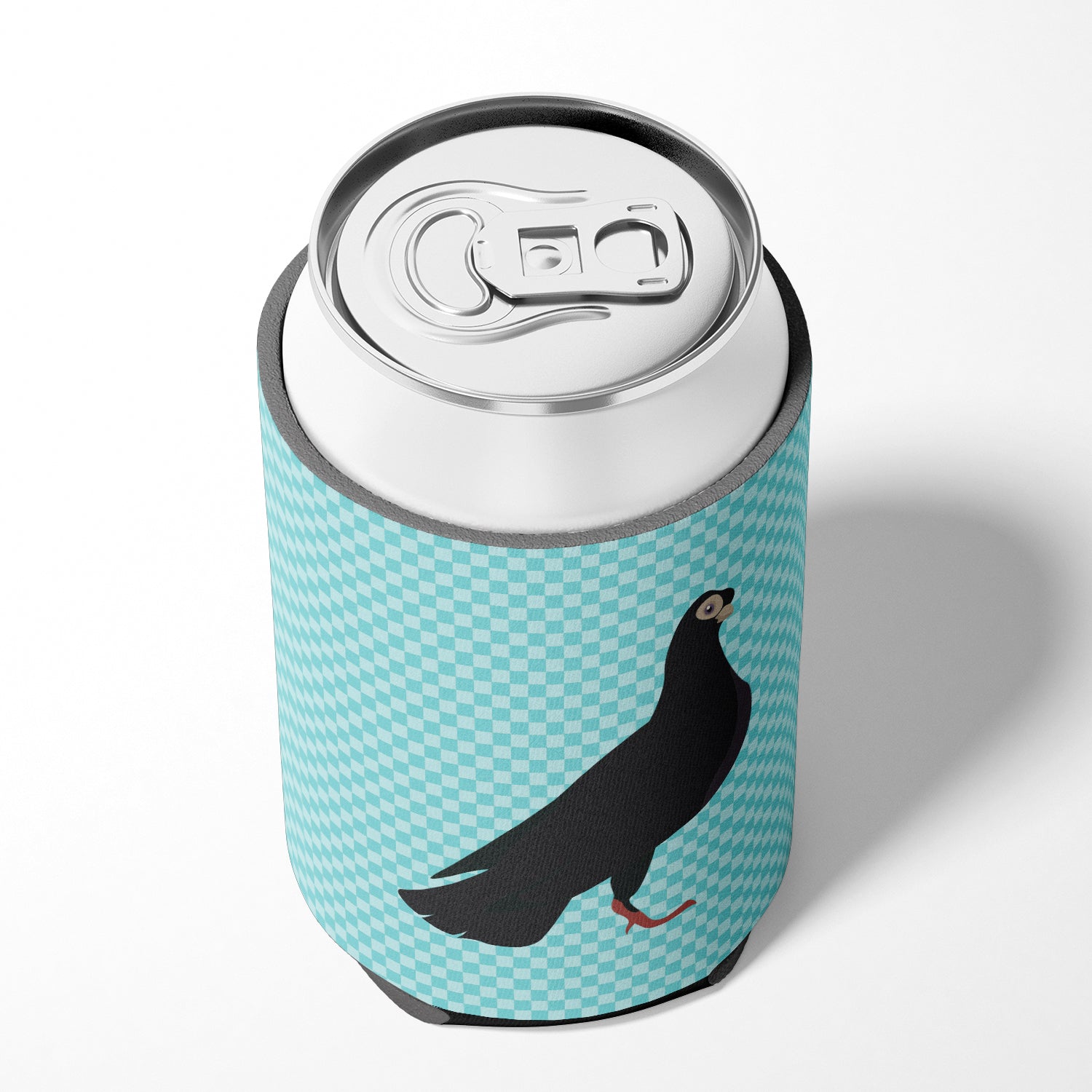 Budapest Highflyer Pigeon Blue Check Can or Bottle Hugger Cooler Sleeve for Standard 12 oz Cans, Insulated Foam Beer & Soda Can Hugger Reusable