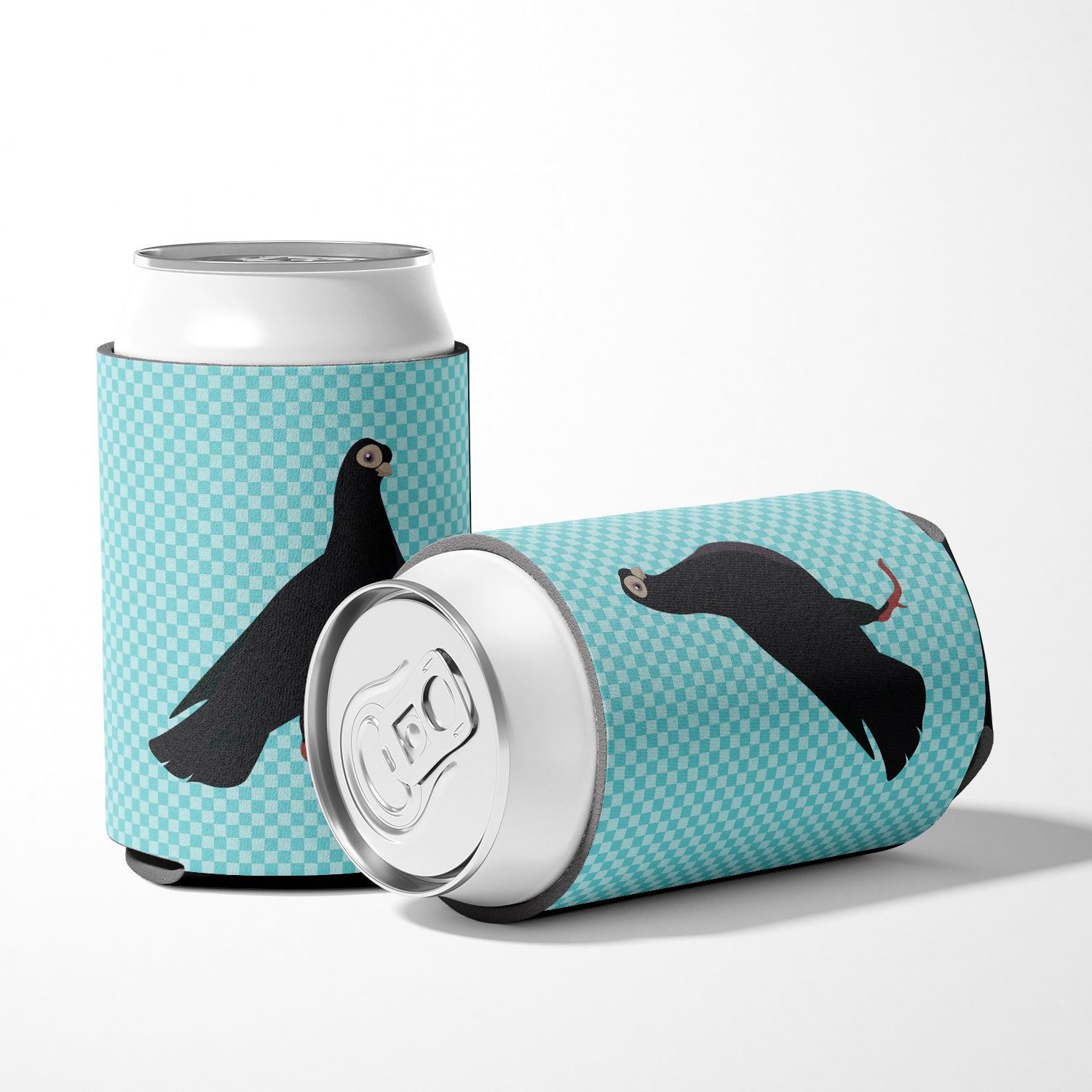 Budapest Highflyer Pigeon Blue Check Can or Bottle Hugger Cooler Sleeve for Standard 12 oz Cans, Insulated Foam Beer & Soda Can Hugger Reusable