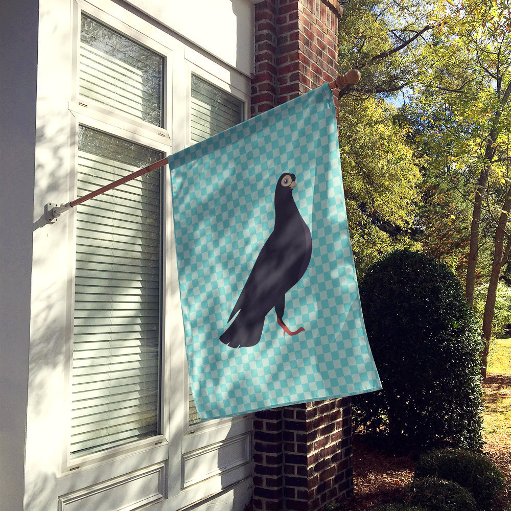 Budapest Highflyer Pigeon Blue Check House Flag 28x40 Porch Sleeve Pole Decorative Outside Yard Banner Artwork Wall Hanging, Polyester