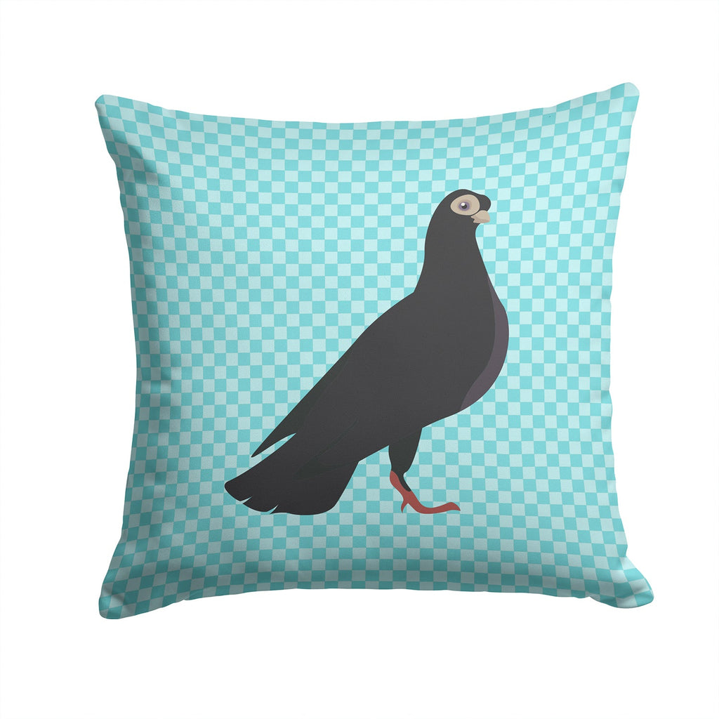 Budapest Highflyer Pigeon Blue Check Decorative Throw Pillow 14x14 Indoor Outdoor Accent Cushion, Fabric Cover with Insert for Sofa, Bed, Porch & Living Room