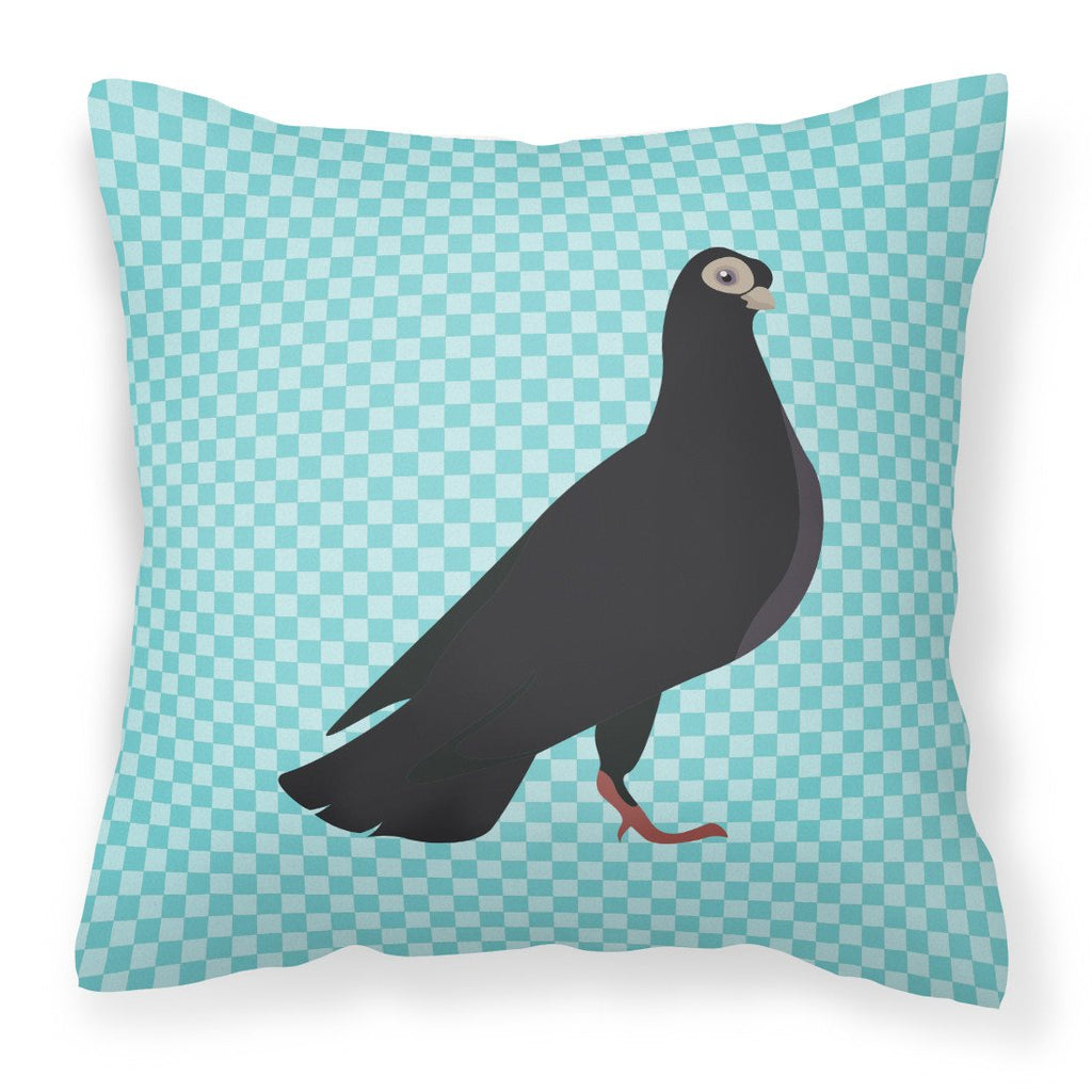 Budapest Highflyer Pigeon Blue Check Decorative Throw Pillow 18x18 Indoor Outdoor Accent Cushion, Fabric Cover with Insert for Sofa, Bed, Porch & Living Room
