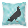 Budapest Highflyer Pigeon Blue Check Decorative Throw Pillow 18x18 Indoor Outdoor Accent Cushion, Fabric Cover with Insert for Sofa, Bed, Porch & Living Room