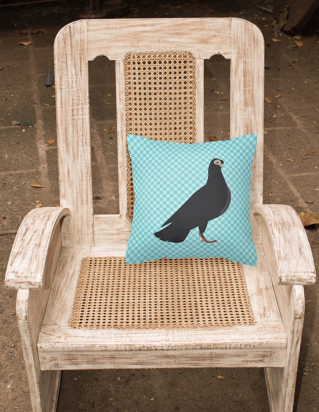 Budapest Highflyer Pigeon Blue Check Decorative Throw Pillow 18x18 Indoor Outdoor Accent Cushion, Fabric Cover with Insert for Sofa, Bed, Porch & Living Room