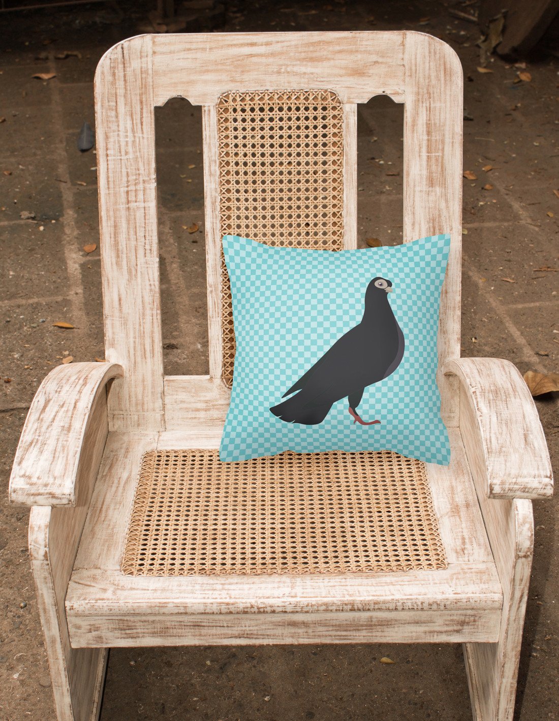 Budapest Highflyer Pigeon Blue Check Decorative Throw Pillow 18x18 Indoor Outdoor Accent Cushion, Fabric Cover with Insert for Sofa, Bed, Porch & Living Room