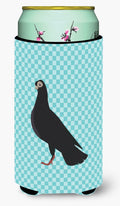Budapest Highflyer Pigeon Blue Check Tall Boy Hugger Can Cooler Sleeve Machine Washable Drink Collapsible Insulator Beverage Insulated Holder