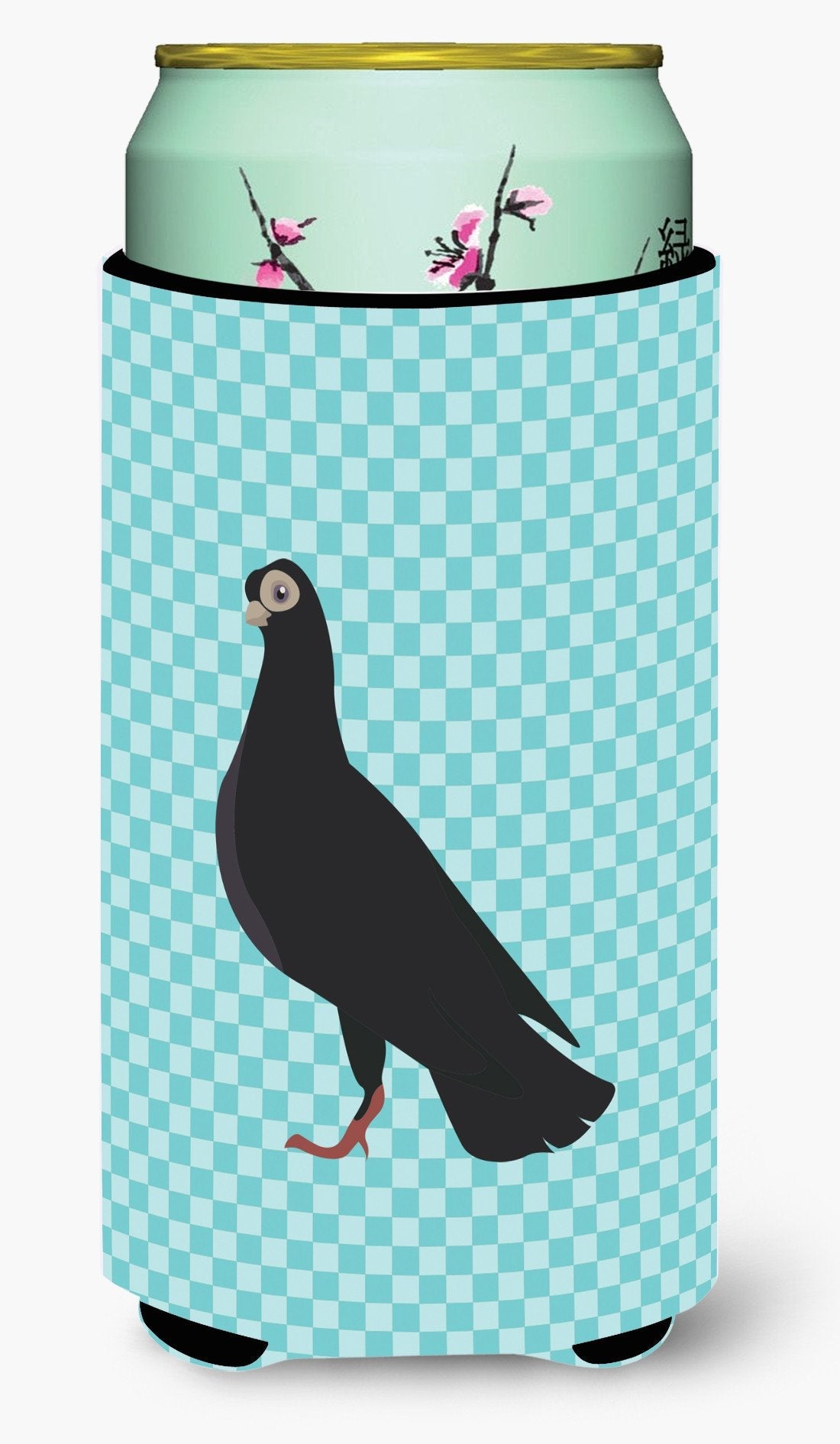 Budapest Highflyer Pigeon Blue Check Tall Boy Hugger Can Cooler Sleeve Machine Washable Drink Collapsible Insulator Beverage Insulated Holder