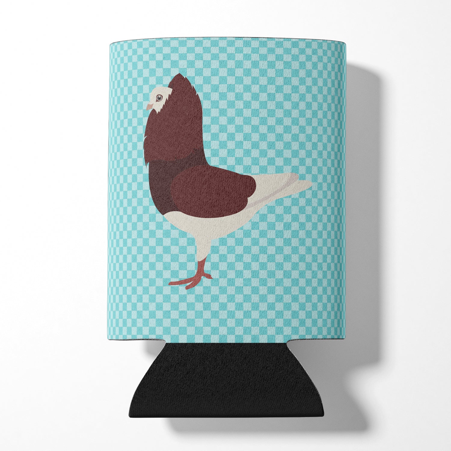 Capuchin Red Pigeon Blue Check Can or Bottle Hugger Cooler Sleeve for Standard 12 oz Cans, Insulated Foam Beer & Soda Can Hugger Reusable