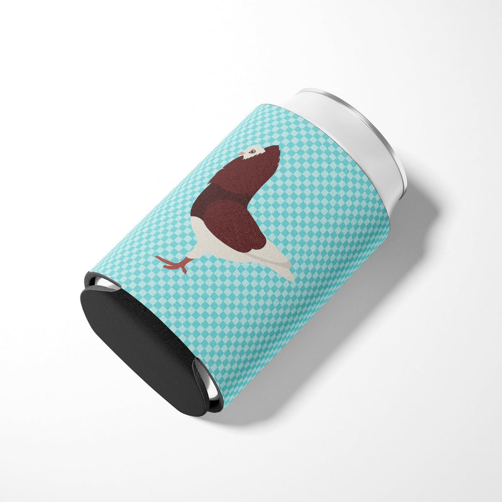 Capuchin Red Pigeon Blue Check Can or Bottle Hugger Cooler Sleeve for Standard 12 oz Cans, Insulated Foam Beer & Soda Can Hugger Reusable