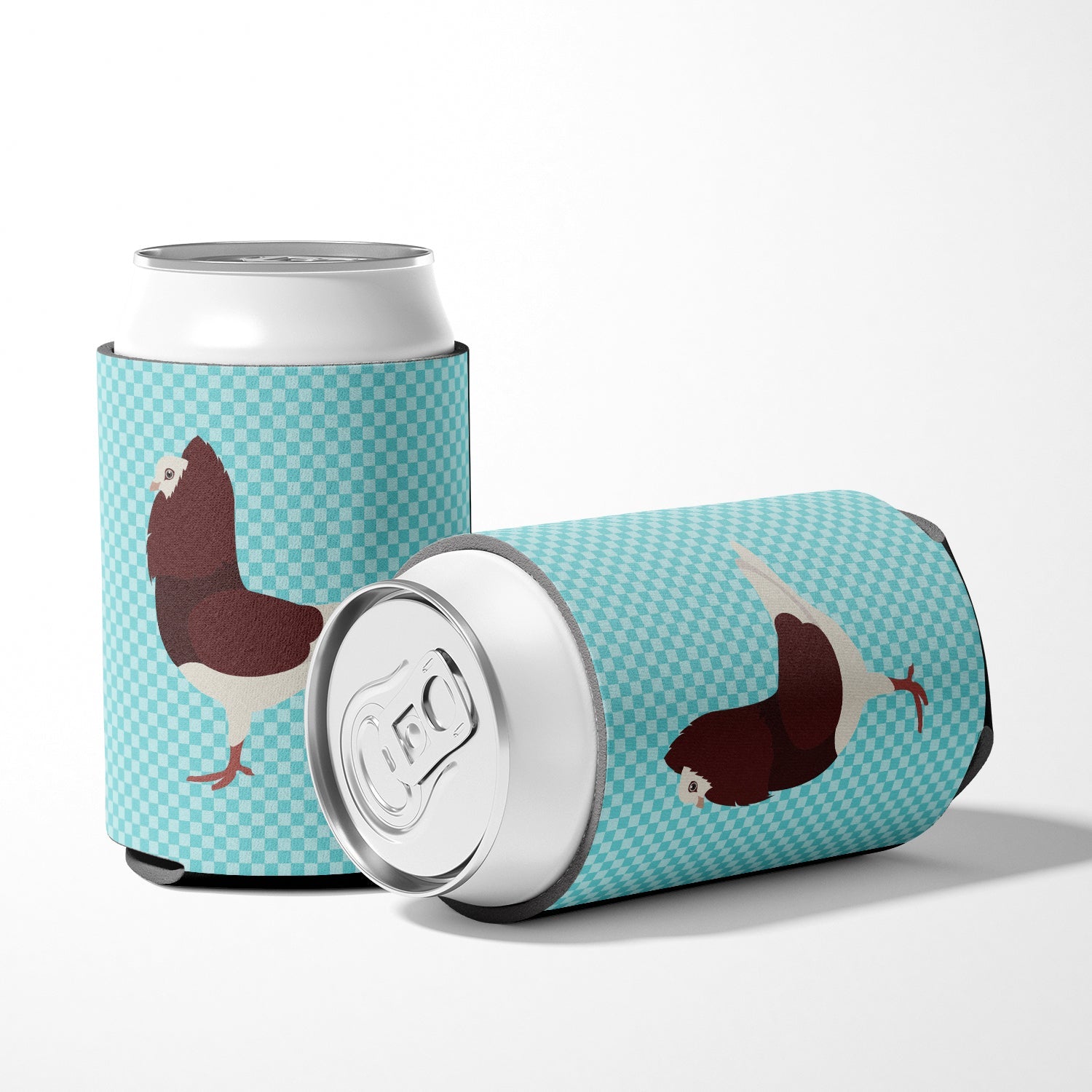 Capuchin Red Pigeon Blue Check Can or Bottle Hugger Cooler Sleeve for Standard 12 oz Cans, Insulated Foam Beer & Soda Can Hugger Reusable