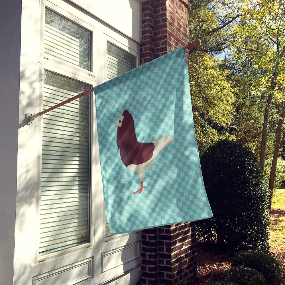 Capuchin Red Pigeon Blue Check House Flag 28x40 Porch Sleeve Pole Decorative Outside Yard Banner Artwork Wall Hanging, Polyester