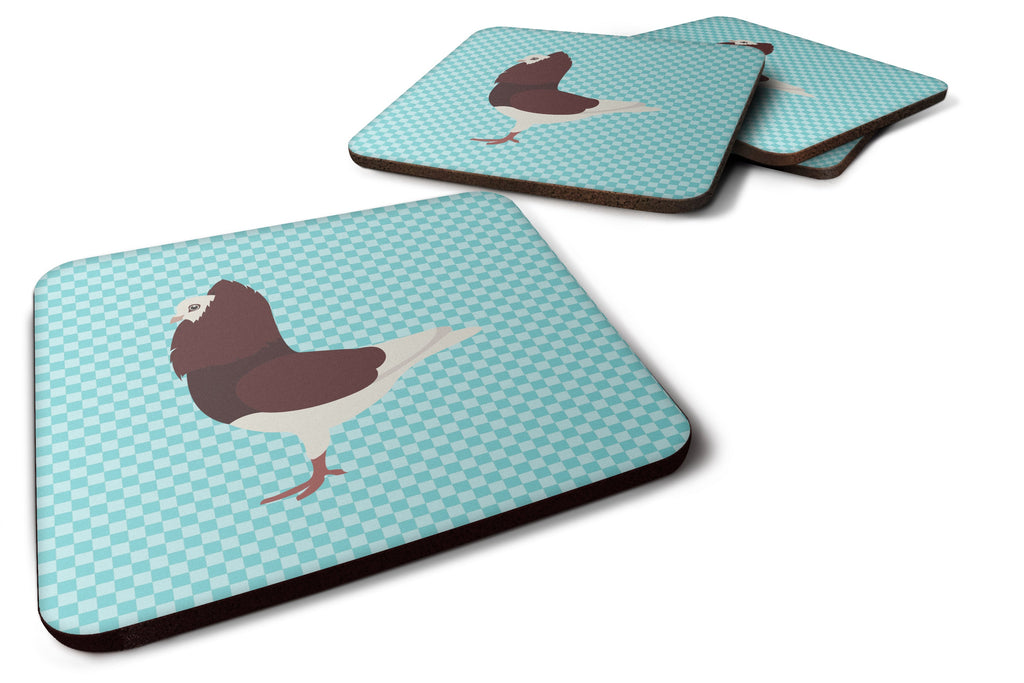 Capuchin Red Pigeon Blue Check Foam Coasters Set of 4 Cup Coasters for Indoor Outdoor, Tabletop Protection, Anti Slip, Mouse pad Material