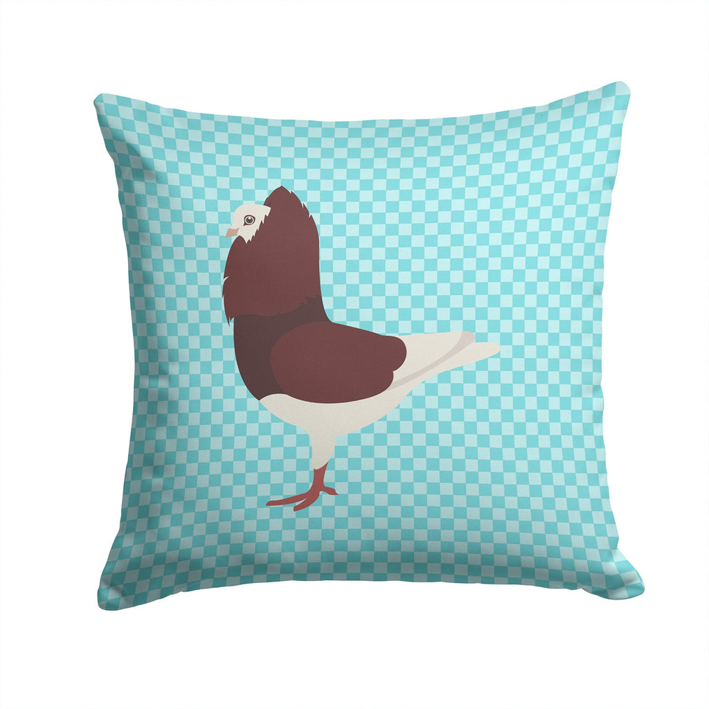 Capuchin Red Pigeon Blue Check Decorative Throw Pillow 14x14 Indoor Outdoor Accent Cushion, Fabric Cover with Insert for Sofa, Bed, Porch & Living Room