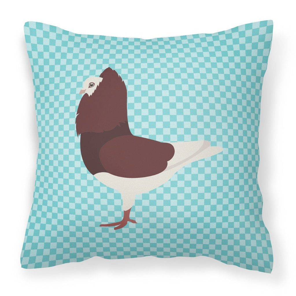 Capuchin Red Pigeon Blue Check Decorative Throw Pillow 18x18 Indoor Outdoor Accent Cushion, Fabric Cover with Insert for Sofa, Bed, Porch & Living Room