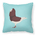 Capuchin Red Pigeon Blue Check Decorative Throw Pillow 18x18 Indoor Outdoor Accent Cushion, Fabric Cover with Insert for Sofa, Bed, Porch & Living Room