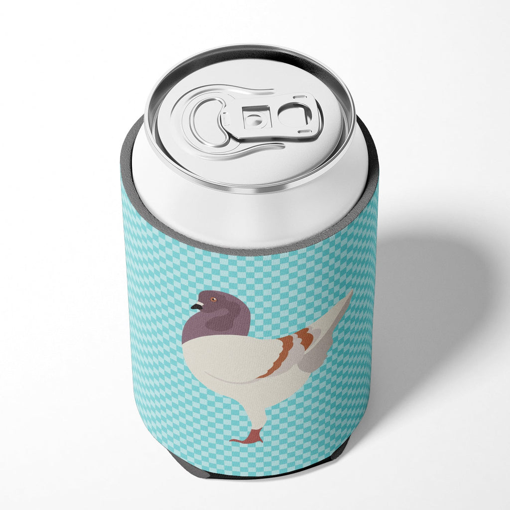German Modena Pigeon Blue Check Can or Bottle Hugger Cooler Sleeve for Standard 12 oz Cans, Insulated Foam Beer & Soda Can Hugger Reusable