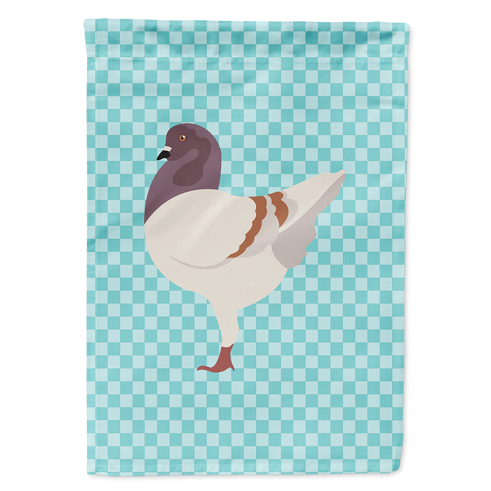 German Modena Pigeon Blue Check House Flag 28x40 Porch Sleeve Pole Decorative Outside Yard Banner Artwork Wall Hanging, Polyester