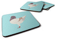 German Modena Pigeon Blue Check Foam Coasters Set of 4 Cup Coasters for Indoor Outdoor, Tabletop Protection, Anti Slip, Mouse pad Material