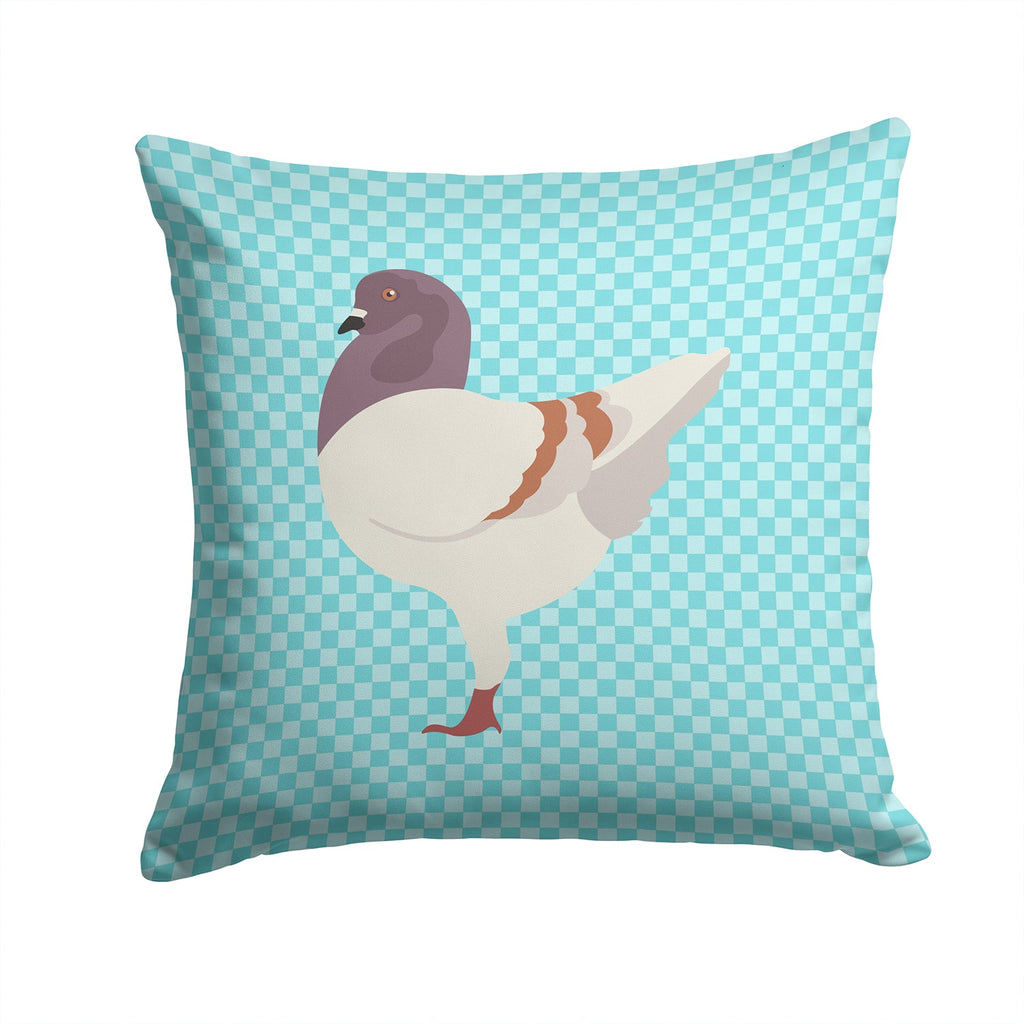 German Modena Pigeon Blue Check Decorative Throw Pillow 14x14 Indoor Outdoor Accent Cushion, Fabric Cover with Insert for Sofa, Bed, Porch & Living Room