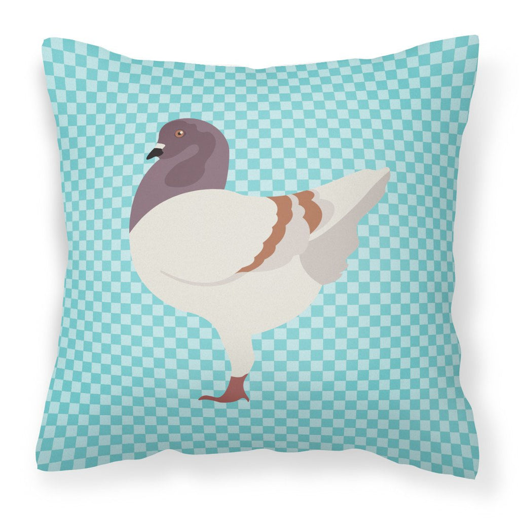 German Modena Pigeon Blue Check Decorative Throw Pillow 18x18 Indoor Outdoor Accent Cushion, Fabric Cover with Insert for Sofa, Bed, Porch & Living Room