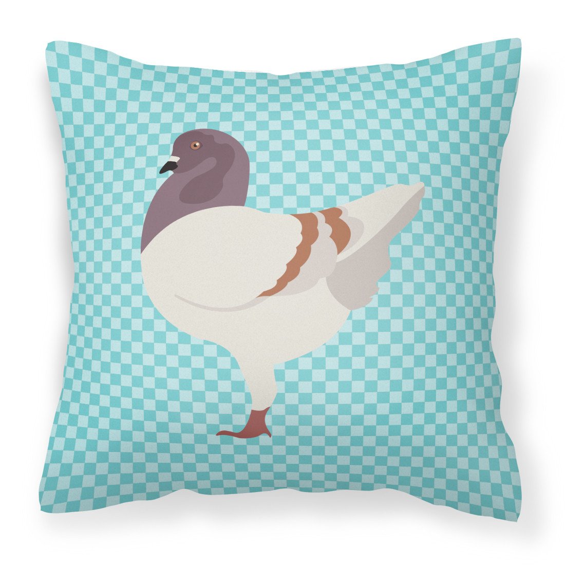 German Modena Pigeon Blue Check Decorative Throw Pillow 18x18 Indoor Outdoor Accent Cushion, Fabric Cover with Insert for Sofa, Bed, Porch & Living Room