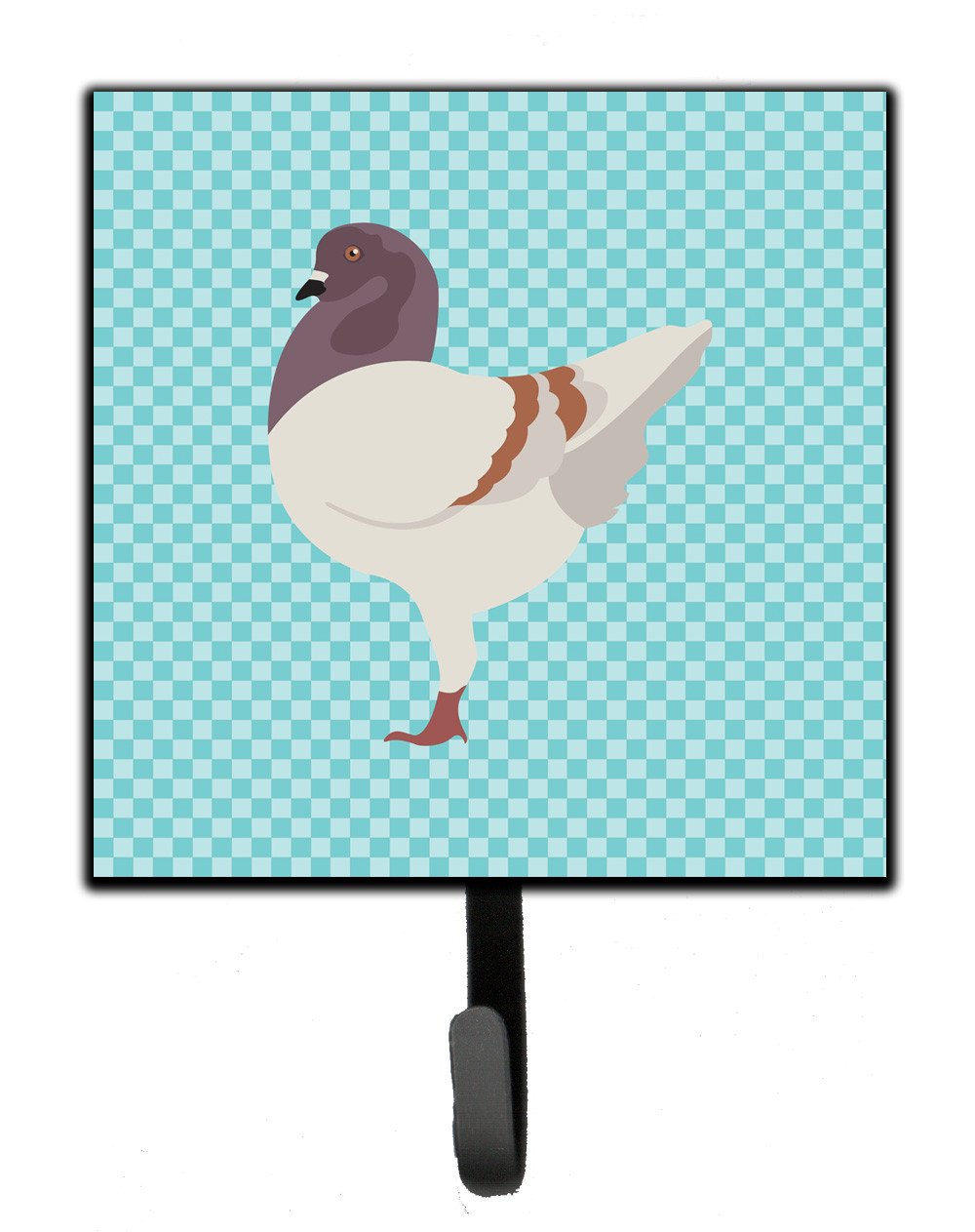 German Modena Pigeon Blue Check Leash or Key Holder Wall Hooks, Key Hooks Holder, Coat Rack Wall Mount, Coat Hooks, Hooks for Hanging Keys, Towels, Aprons, Leashes