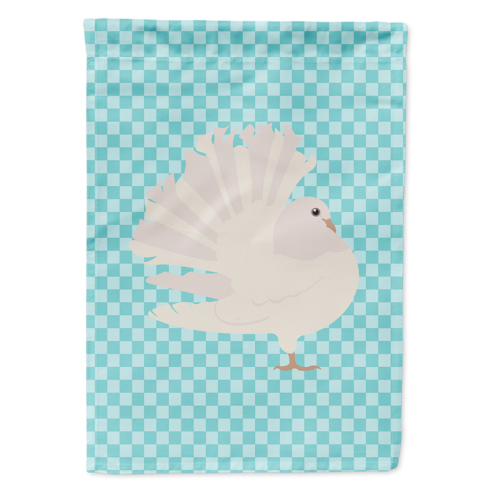 Silver Fantail Pigeon Blue Check House Flag 28x40 Porch Sleeve Pole Decorative Outside Yard Banner Artwork Wall Hanging, Polyester