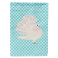 Silver Fantail Pigeon Blue Check House Flag 28x40 Porch Sleeve Pole Decorative Outside Yard Banner Artwork Wall Hanging, Polyester