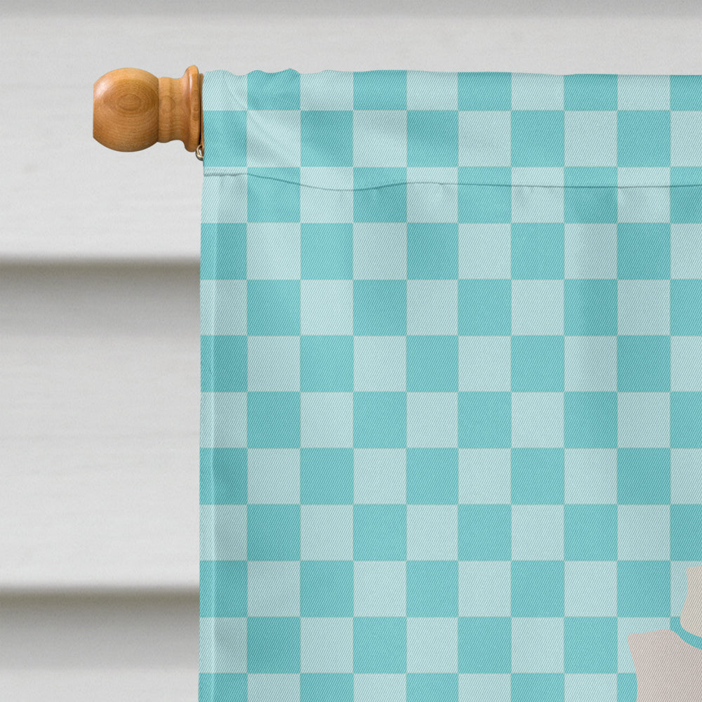 Silver Fantail Pigeon Blue Check House Flag 28x40 Porch Sleeve Pole Decorative Outside Yard Banner Artwork Wall Hanging, Polyester