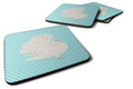 Silver Fantail Pigeon Blue Check Foam Coasters Set of 4 Cup Coasters for Indoor Outdoor, Tabletop Protection, Anti Slip, Mouse pad Material