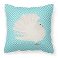 Silver Fantail Pigeon Blue Check Decorative Throw Pillow 18x18 Indoor Outdoor Accent Cushion, Fabric Cover with Insert for Sofa, Bed, Porch & Living Room