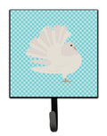 Silver Fantail Pigeon Blue Check Leash or Key Holder Wall Hooks, Key Hooks Holder, Coat Rack Wall Mount, Coat Hooks, Hooks for Hanging Keys, Towels, Aprons, Leashes