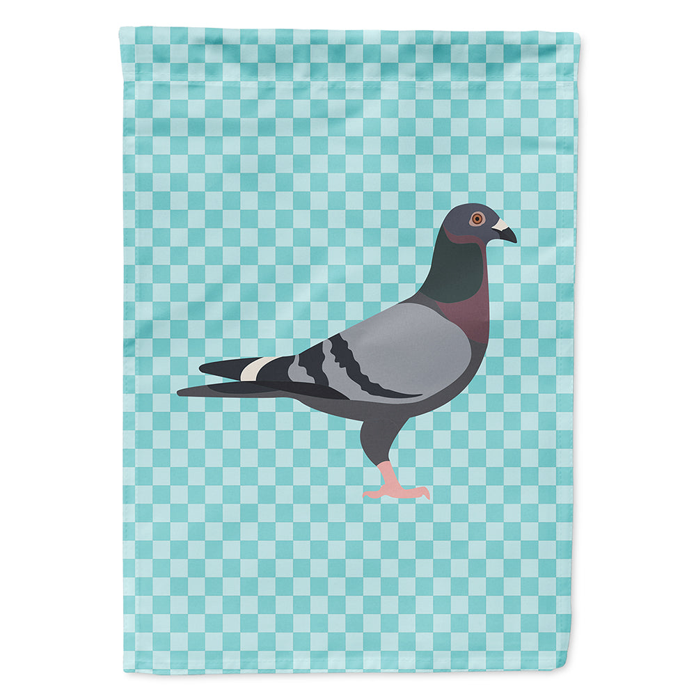 Racing Pigeon Blue Check House Flag 28x40 Porch Sleeve Pole Decorative Outside Yard Banner Artwork Wall Hanging, Polyester