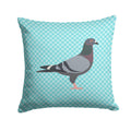 Racing Pigeon Blue Check Decorative Throw Pillow 14x14 Indoor Outdoor Accent Cushion, Fabric Cover with Insert for Sofa, Bed, Porch & Living Room