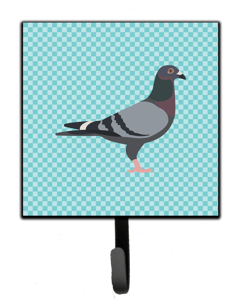 Racing Pigeon Blue Check Leash or Key Holder Wall Hooks, Key Hooks Holder, Coat Rack Wall Mount, Coat Hooks, Hooks for Hanging Keys, Towels, Aprons, Leashes