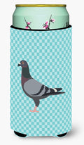 Racing Pigeon Blue Check Tall Boy Hugger Can Cooler Sleeve Machine Washable Drink Collapsible Insulator Beverage Insulated Holder