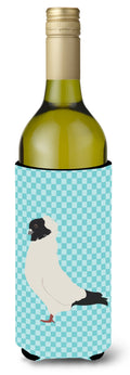 Nun Pigeon Blue Check Wine Bottle Hugger Gift Sleeve for Standard 750 ml Bottles, Insulated Reusable Also Fits Mini Shot & Pint Bottles