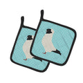 Nun Pigeon Blue Check Pot Holder Set of 2 Heat Resistant Quilted Hot Pads 7.5 x 7.5 Inch, Insulated Kitchen Trivets for Cooking & Baking