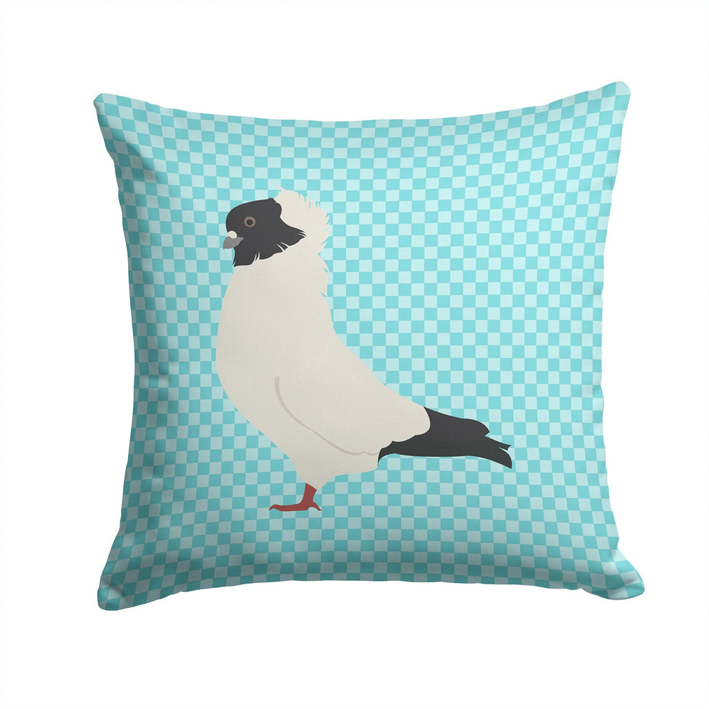 Nun Pigeon Blue Check Decorative Throw Pillow 14x14 Indoor Outdoor Accent Cushion, Fabric Cover with Insert for Sofa, Bed, Porch & Living Room