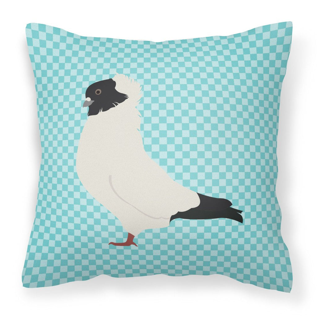 Nun Pigeon Blue Check Decorative Throw Pillow 18x18 Indoor Outdoor Accent Cushion, Fabric Cover with Insert for Sofa, Bed, Porch & Living Room