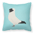 Nun Pigeon Blue Check Decorative Throw Pillow 18x18 Indoor Outdoor Accent Cushion, Fabric Cover with Insert for Sofa, Bed, Porch & Living Room