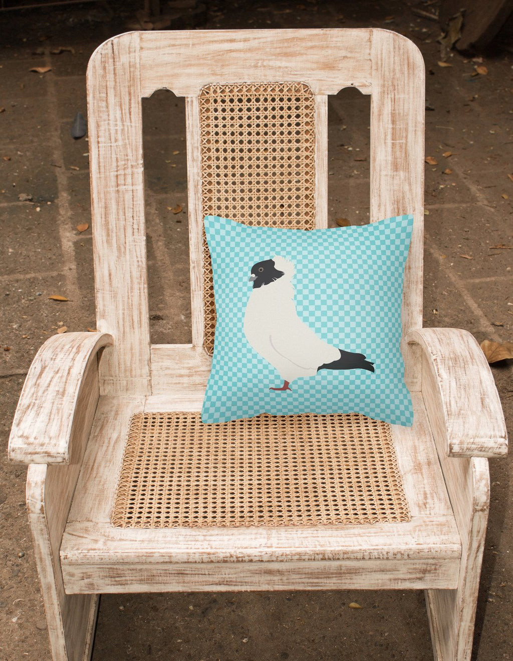 Nun Pigeon Blue Check Decorative Throw Pillow 18x18 Indoor Outdoor Accent Cushion, Fabric Cover with Insert for Sofa, Bed, Porch & Living Room