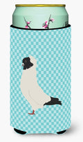 Nun Pigeon Blue Check Tall Boy Hugger Can Cooler Sleeve Machine Washable Drink Collapsible Insulator Beverage Insulated Holder