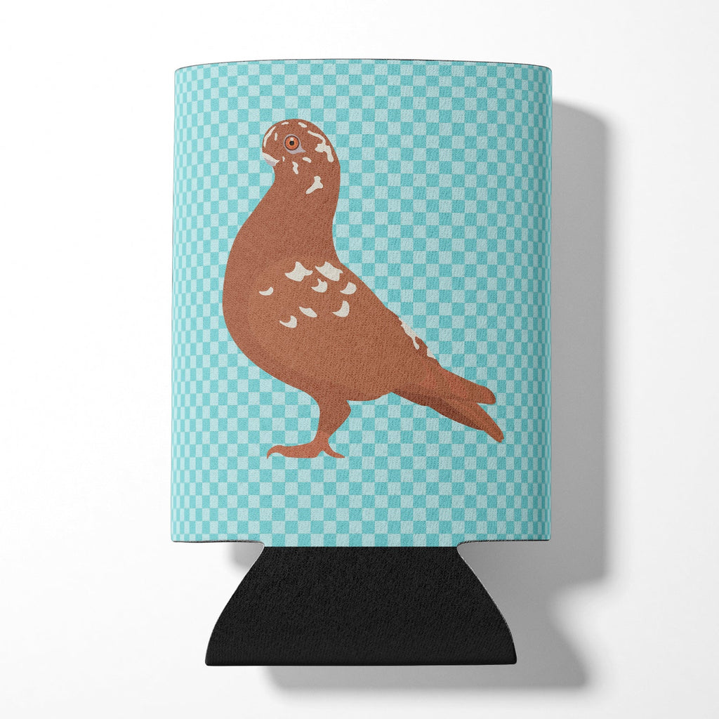 African Owl Pigeon Blue Check Can or Bottle Hugger Cooler Sleeve for Standard 12 oz Cans, Insulated Foam Beer & Soda Can Hugger Reusable