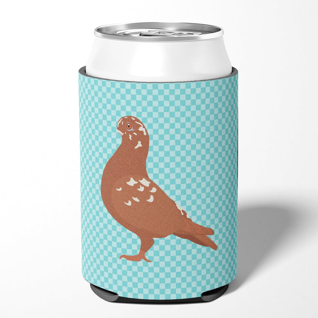 African Owl Pigeon Blue Check Can or Bottle Hugger Cooler Sleeve for Standard 12 oz Cans, Insulated Foam Beer & Soda Can Hugger Reusable