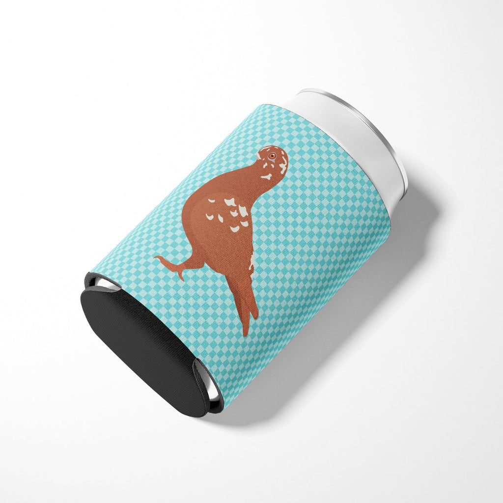 African Owl Pigeon Blue Check Can or Bottle Hugger Cooler Sleeve for Standard 12 oz Cans, Insulated Foam Beer & Soda Can Hugger Reusable