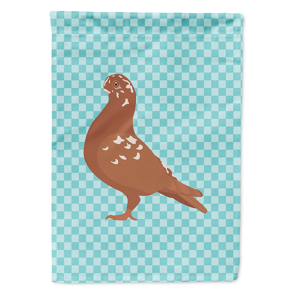 African Owl Pigeon Blue Check House Flag 28x40 Porch Sleeve Pole Decorative Outside Yard Banner Artwork Wall Hanging, Polyester