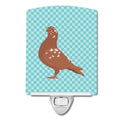 African Owl Pigeon Blue Check Ceramic Night Light Compact, UL-Certified, Ideal for Bedroom, Bathroom, Nursery, Hallway, Kitchen, 6x4x3, Multicolor